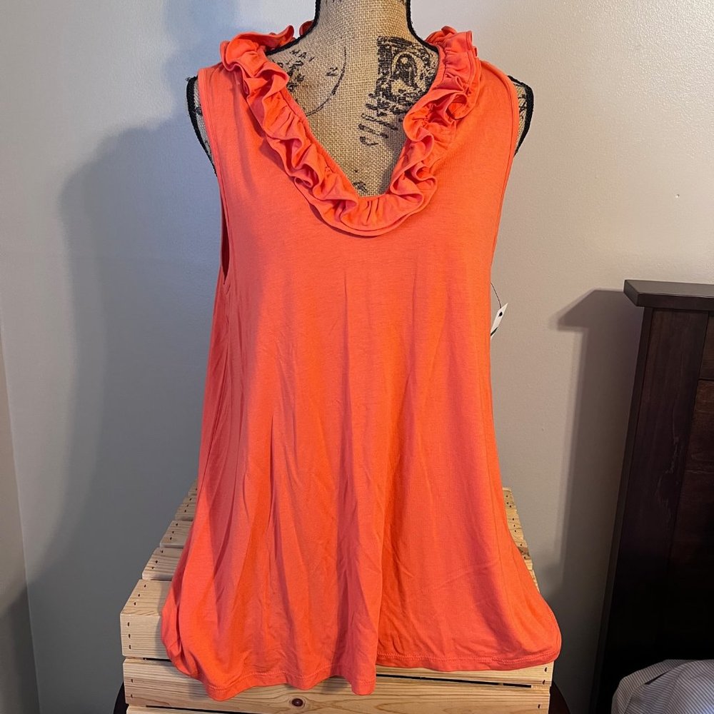 Crown & Ivy Ruffled Orange Tank